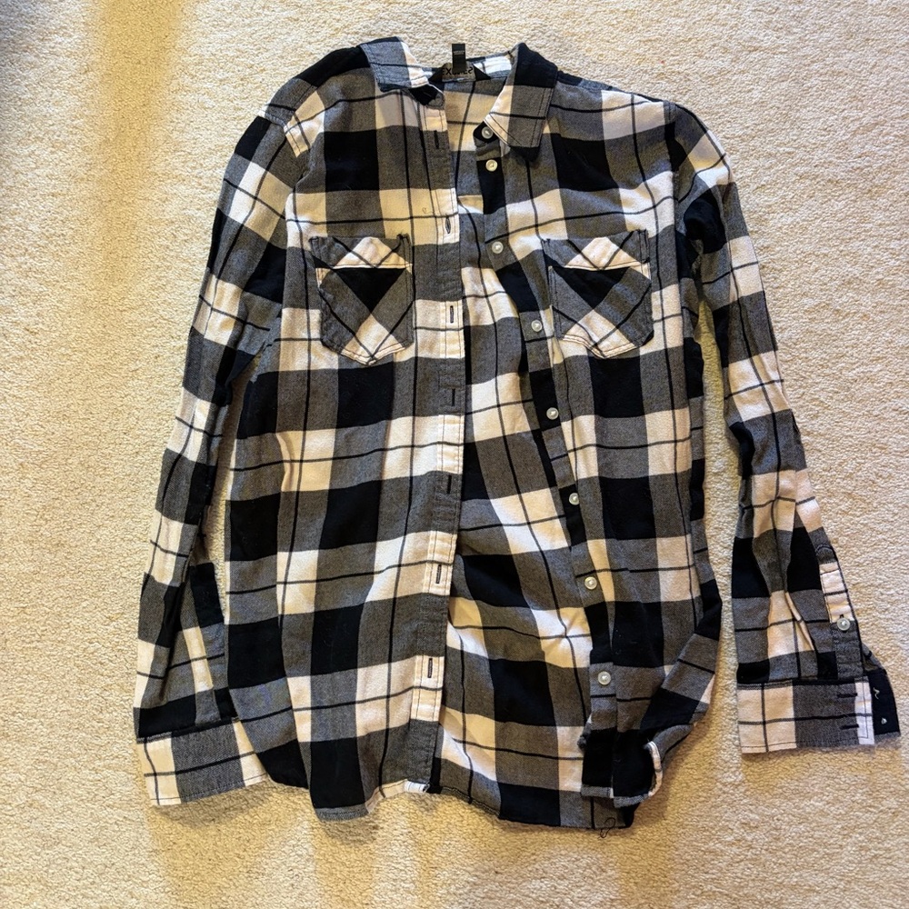 Express Black and White Checkered Shirt